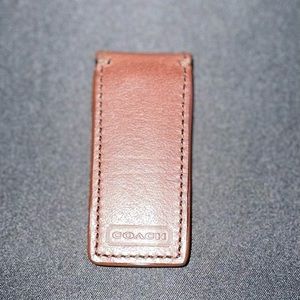 Simple Classic Unisex Coach Brown Leather Magnetic Money Clip